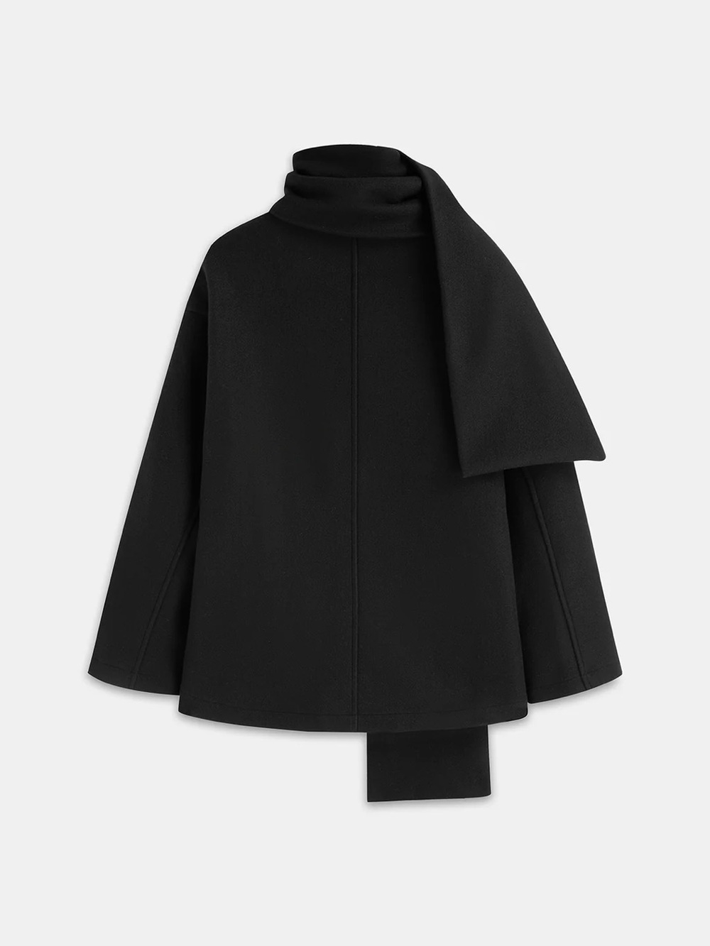 Commense Black Scarf-Detail Jacket Size L